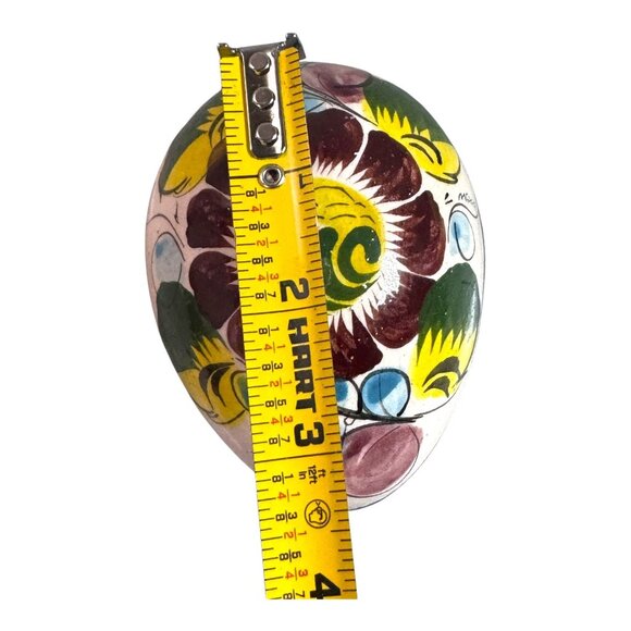 Vintage Floral Mexican Talavera Ceramic Egg-Shaped Trinket Box Jewelry Rings - Picture 6 of 10